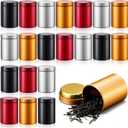 20 Pcs Mini Tea Tin Canister 1.8  2.6" with Round Airtight Double Lid Small Kitchen Tea Canister Container for Travel Business Leaf Coffee Candy Spices Herbs (Dark Red,Black,Silver,Gold)