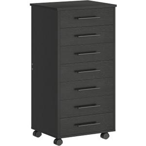 HOOBRO 7-Drawer File Cabinet, Wooden Office Cabinet with Drawers, Mobile Storage Cabinet, for Home Office, Study, Easy Assembly, Black BK07WJ01