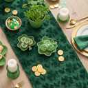 2 x Artoid Mode Green Soft Plush Faux Fur Jacquard Heart Clover St. Patrick's Day Table Runner, Seasonal Kitchen Dining Table Decoration for Home Party Decor 13x72 Inch