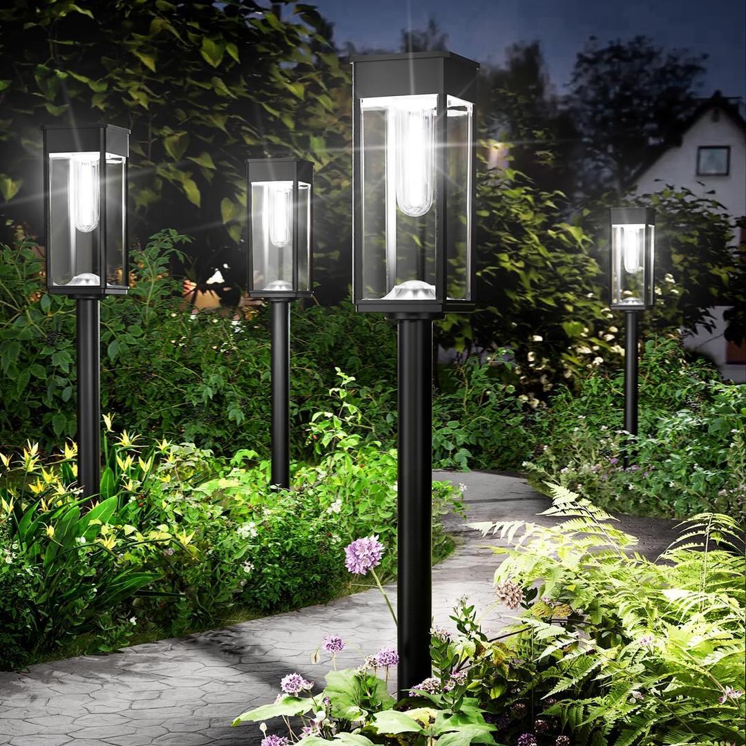 SUPER BRIGHT Solar Pathway Lights Outdoor, 8 Pack Solar Lights Outdoor, Auto On/Off, IP65 Waterproof Solar Garden Lights Solar Powered Landscape Lighting for Yard Patio Walkway Driveway Pathway (Cool White (Cuboid))