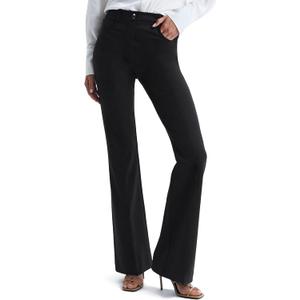 Houmous S-XXL 29'' 31'' 33'' 35'' Inseam Women's Bootcut Dress Pants Pockets Stretch Work Lounge Pant Office Casual (Large, Black-cotton Blend)