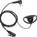 PR400 Earpiece Compatible with Motorola Radio CLS1410 CLS1110 CP200 GP300 GP2000 Walkie Talkie with PTT Mic 2 Pin Headset Single-Wire Surveillance Kit (D-Shaped)