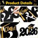 Colingmill 2026 Wooden Graduation Guestbook Sign Set with White and Gold Signature Pen 2026 Guest Book Signature Board Graduation Poster Photo Props for Grad Party Decoration Gift