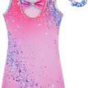 HOZIY Gymnastics Leotards for Girls with Shorts Biketards Dance Tumbling Outfits Matching Scrunchies, 3-4T