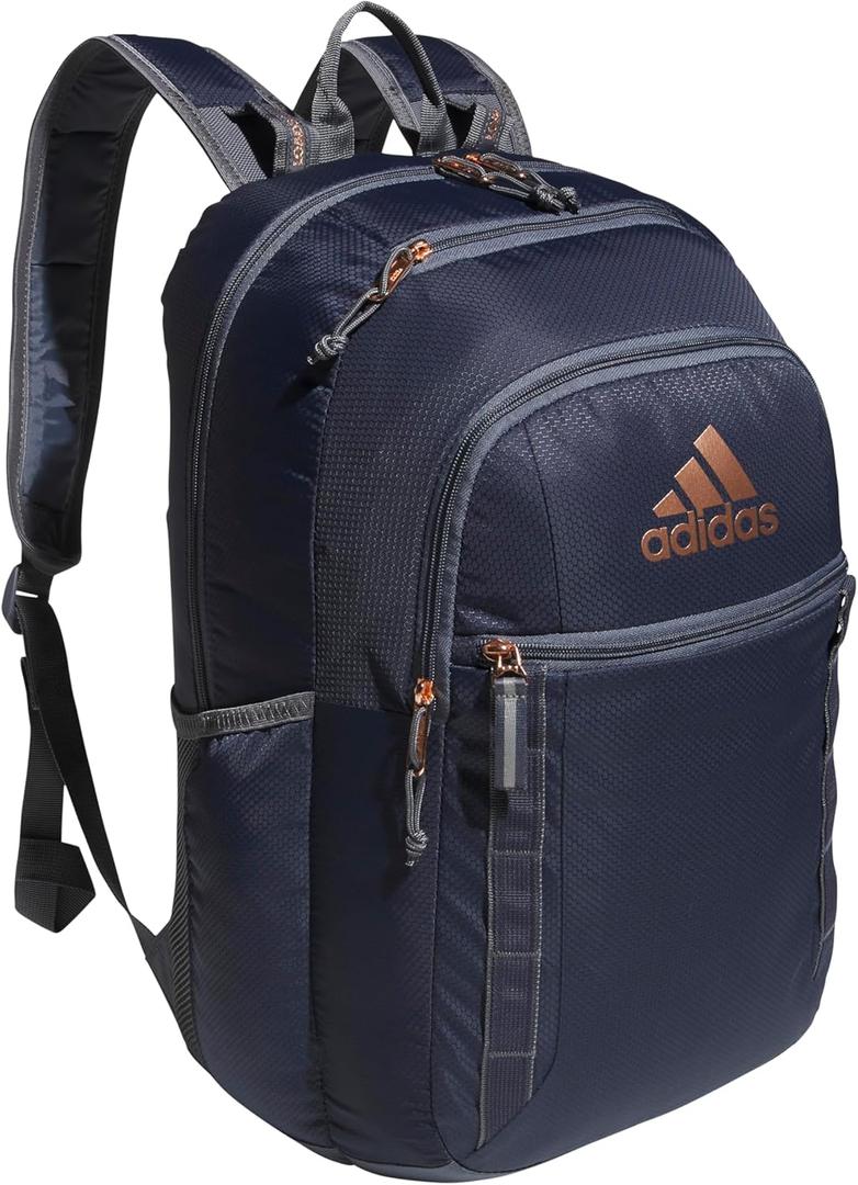 adidas Excel Backpack, Durable Large Athletic Laptop Bag, Shadow Navy/Onix Grey/Rose Gold/Grey, One Size