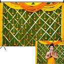 Renaiss 7x5ft Indian Traditional Backdrop Macrame Marigold Garland Marriage Diwali Festival Photography Background for Wedding Bridal Shower Anniversary Party Decor Photo Props (Yellow)