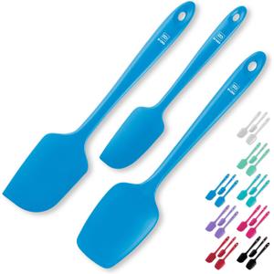 DI ORO Silicone Spatula Set - Rubber Kitchen Spatulas for Baking, Cooking, & Mixing - 600F Heat-Resistant & BPA Free Silicone Scraper Spatulas for Nonstick Cookware - Dishwasher Safe (3pc, Blue)