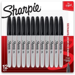 Sharpie Permanent Markers Fine Point Black 12 Count Proudly Permanent Ink Intensely Brilliant Colors