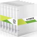 Crtiin 6 Pack Plastic 3 Ring Binder Clear 3 Holes Binder Notebook Covers, Snap Button Closure Refillable Notebook D/O Ring Binders Cover Protector for Teachers Students Gifts (D Ring,1 Inch)
