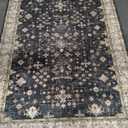 Boho Dining Room Rugs for Under Table - Washable Black Area Rug for Living Room, Low Pile Non-Slip Rugs for Bedroom, Office - Charming Geometric Decor & Stain Resistance - 6x8 Black/Multi