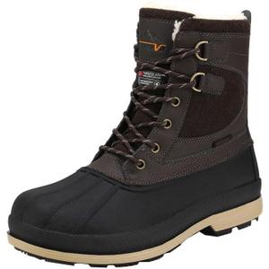 NORTIV 8 Men's Waterproof Winter Snow Boots, Size 10.5W, Dark Brown/Black, AVENUE-W