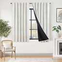 jinchan 95% Blackout Bohemian Moon Phase Print Bedroom Curtains 63 Inch Length 1 Panels White Gold Pole Mouth Rear Label Baby Room Insulated Curtains