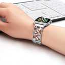 Floral Band Compatible with Apple Watch Jewelry Band 42mm 44mm 45mm 46mm 49mm iWatch Series 11 10 9 8 7,Bling Crystal Bracelet Hollow Metal Strap,Fashion Women Wristband(42/44/45/46/49mm,Silver)