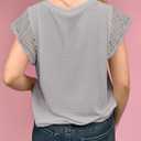 SHEWIN Womens Summer Tops Crewneck Short Sleeve T Shirts Casual Patchwork Hollow Out Loose Tank Top (White, M)