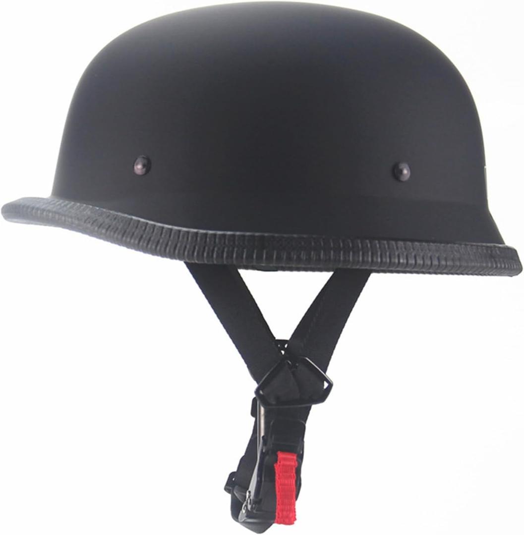 German Style Motorcycle Helmet, Adult Half Helmet Open Face DOT Approved, Motorcycle Cruiser Scooter Cool Helmet (Large, Matte Black)