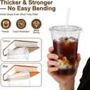 100 Pack 16oz Clear Plastic Cups with Lids and Straws, Leak-Proof Disposable Iced Coffee Cups, BPA-Free Recyclable PET To-Go Cups for Smoothies & Cold Drinks (EXP 11/30/26)