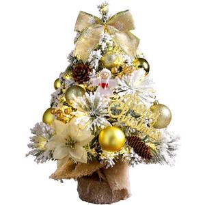 Tabletop Christmas Tree with Lights, 24inch/2ft Mini Christmas Tree, Tabletop Small Xmas Tree for Holiday Indoor DIY Christmas Decoration (Yellow White)