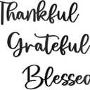Vivegate Metal Wall Art Decor - 17.5'' x 15.5'' Thankful Grateful Blessed Signage, 3 Pieces, Black, Durable Sign for Home Decor