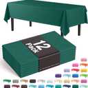 Exquisite 12-Pack Premium Plastic Tablecloth 54in. x 108in. Rectangle Table Cover - Dark Green