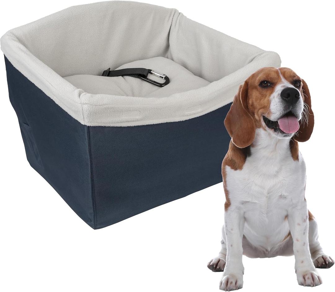PetSafe Happy Ride Dog Safety Car Seat, Navy
Rigid Frame, No Tools, Quilted Liner and Pillow, Machine Washable Cover, Fits Bucket or Bench Seats, Dogs Up to 30 Lb