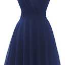 Dressever Summer Cocktail Dress V-Neck Adjustable Spaghetti Strap Chiffon Sundress (Large)