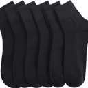 Women's Cotton Socks, Soft Thin Breathable Moisture Wicking Ankle Crew Casual Socks 6 Pairs (4-8, Black)