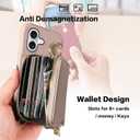 Wallet Case for iPhone 17 6.3 inch with Shoulder Strap Ring Buckle, PU Leather Zipper Flip Organ Purse, Credit Card Holder Stand Cell Phone Cover for i Phone17 i17 17Case Women Men Khaki