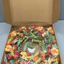 14
Inches Spring Summer Wreath for Front Door, Bright Floral Wreath- Artificial Colorful Daisy and Green Leaves Wreath for Summer Indoor Decor