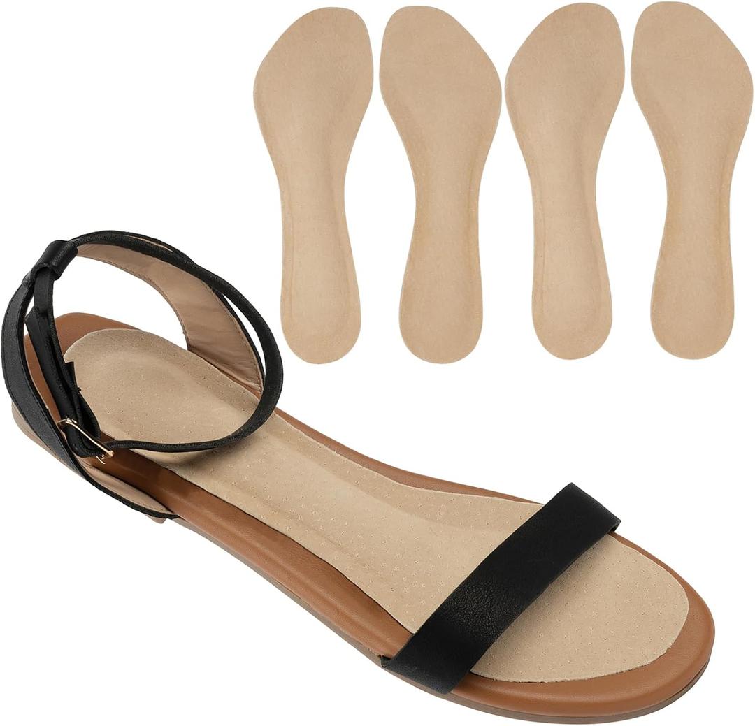 (2 Pairs) Pigskin Non-Slip High Heel Cushion Inserts Arch Support, Shock & Sweat Absorption, Adhesive Shoe Insoles for Dress Shoes Flats Boots Sandals Relief Blister Callus Pain, Fits Women 5-8 Size