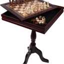 GSE Games & Sports Expert Wooden 3-in-1 Chess Checkers Backgammon Game Table Set with Game Pieces. Game Room Furniture