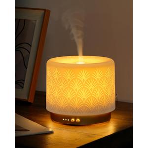 280ml Essential Oil Diffuser  Ceramic Fragrance Diffusers for Essential Oil, Ultrasonic Cool Mist Aromatherapy Diffuser with Auto Shut-Off,Ideal for Home, Office, SPA, Yoga & Bedroom (Coral-gold)