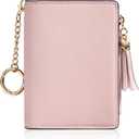 Gostwo Small Wallets for Women, Stylish Womens Wallet with ID Window, Zippered Coin Pocket and Tassel. Cute RFID Wallet for Women, ideal for Teen Girls, Commuters, and Women for Daily Use (Pink With Key Chain)