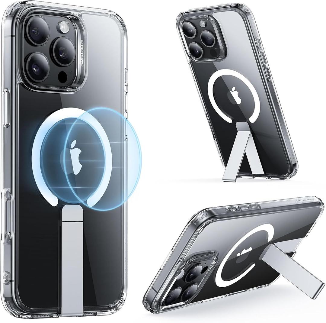 ESR for iPhone 16 Pro Case with Kickstand, Military-Grade Shockproof Protection, Magnetic Fully Adjustable Flickstand Phone Case, Compatible with MagSafe Accessories, Boost Series, Clear