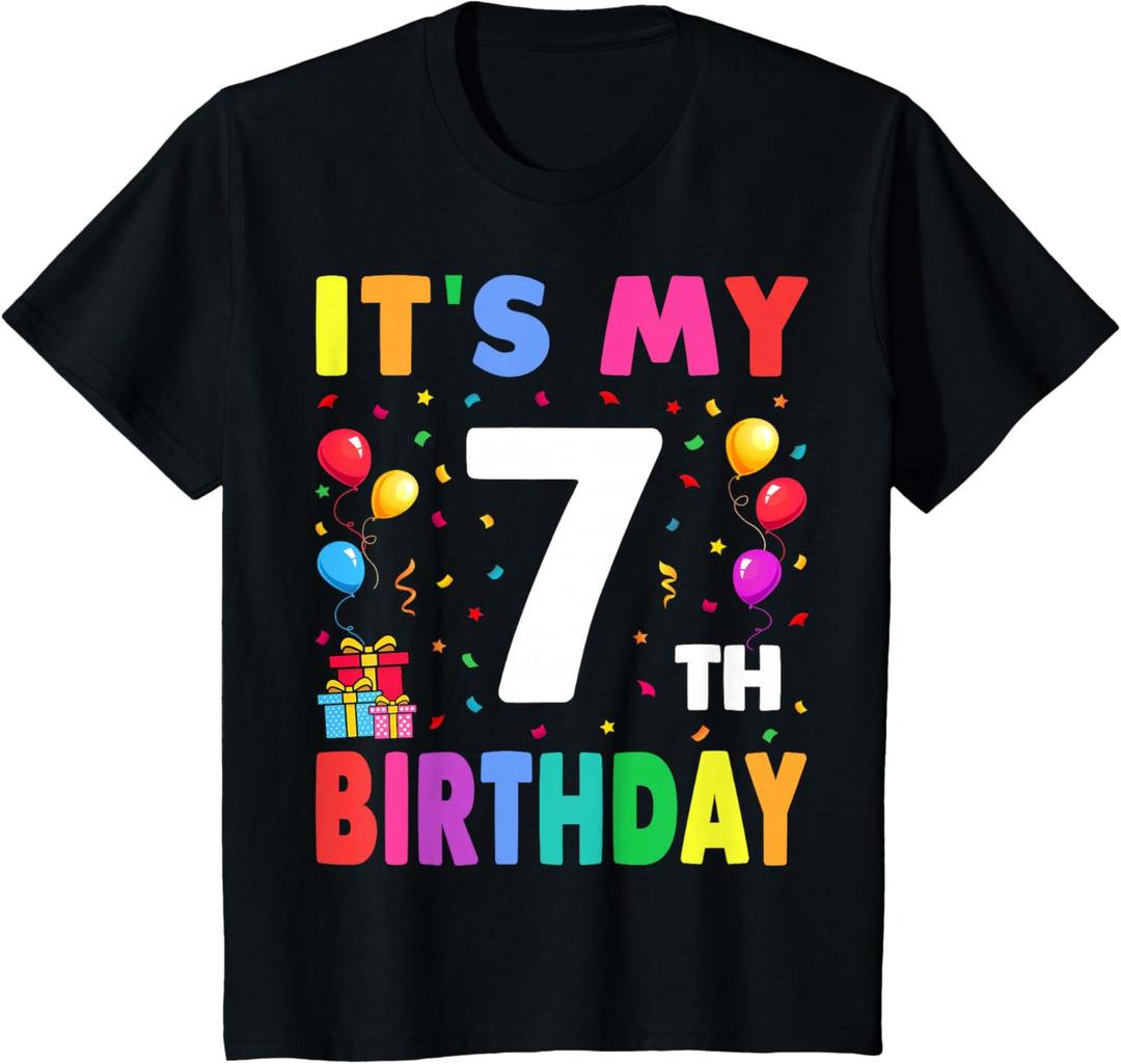 Kids It's My 7th Birthday 7 Seven Happy Birthday Boys or Girls T-Shirt
