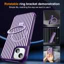 Compatible with Striped iPhone 13/14 Case with Stand,6.1" Purple
