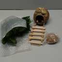 RUNANIA Crested Gecko Tank AccessoriesReptile Vines Plants with Coconut Shell Ladder Hideout Hermit Crab Decor for Bearded Dragon Lizard Chameleon Tortoise Snake