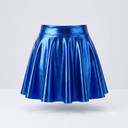 Women's Metallic Skirt Ballet Dance Disco Pleather Skater Holographic Skirt, Blue, Small
