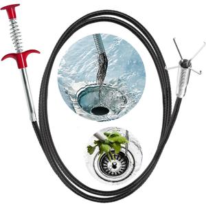 Drain Snake Hair Clog Remover Tool - Sink Drain Cleaner for Sewer Kitchen Bathroom Shower Tub Toilet Clogged Drains Opener Cleaning Tool, Flexible Grabber Claw Pick Up Reacher Tool, 35 Inch