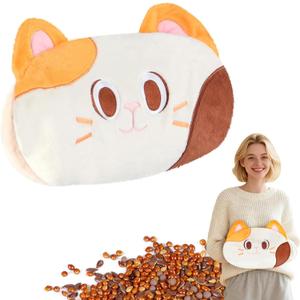 Microwave Heating Pad for Multi-Use, Orange Cat Plush Pillow, Hand Muff, Microwavable Hand Warmer, Belly, Back, Cozy Gift for Women and Girls 9" x 13.3", 2.2 lbs