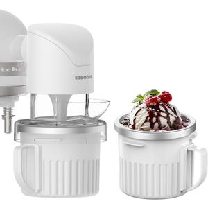 TWO BOWLS Ice Cream Maker Attachment for All KitchenAid Stand Mixer, Makes Homemade Ice Cream, Gelato, Sorbet, Frozen Yogurt