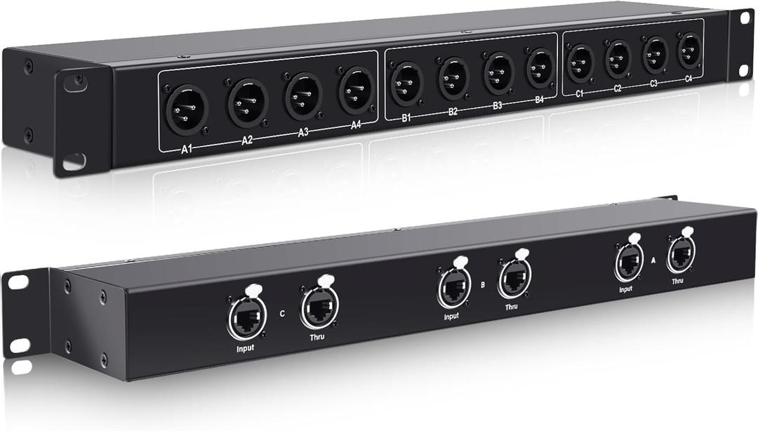 XLR Balanced Patchbay XLR Stage Box 12 Channel 3 Pin Multi Network Cable Extender for Stage Lighting and Home Recording Studio Compatible (Male)