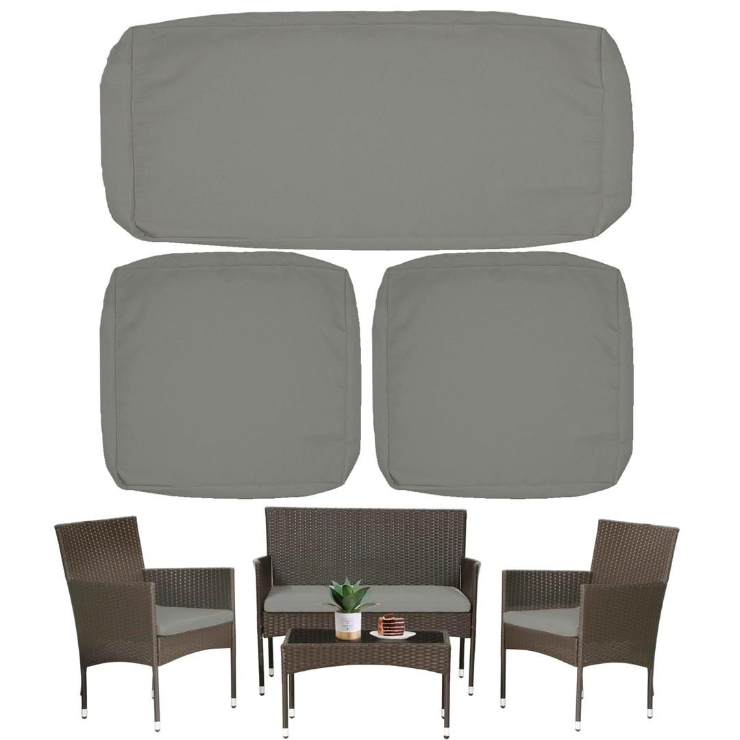 Sqodok 3 Pack Outdoor Cushion Covers Replacement, Waterproof Patio Seat Cushion Cover Fit for 4-Seater Wicker Rattan Conversation Set Loveseat Chair Couch Furniture, Cover Only, 38x19x2,19x19x2, Grey