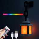 Pixelated Lantern Night Light -16-Color Led Wall Mood Night Light W Touch Switch&Remote Control-Rechargeable Night Lamp Mountable Table Light, Costume Cosplay Nightstand Lamp for Room Decor for Boys (One Size, Gray (with chain and bracket))