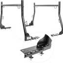 Model X31-J Truck Ladder Rack 800Ibs Capacity with (8) Non-Drilling Z-Clamps Extendable Steel Pick-Up Truck Bed Ladder Rack Two-bar Set - Black
