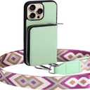 XANGNIER Wallet Case for iPhone 16 Pro Max, RFID Blocking PU Leather Crossbody Phone Purse with Card Holder, Zipper Pocket, Wrist Strap & Adjustable Lanyard for Women 6.9" 5G,Green