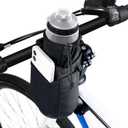 WOTOW Bike Water Bottle Holder- Insulated Bicycle Cup Holder with Shoulder Strap, Bike Drink Holder with Phone Storage for Adult Kids, Handlebar Cycling Water Bottle Cage for Mountain Touring (Medium)