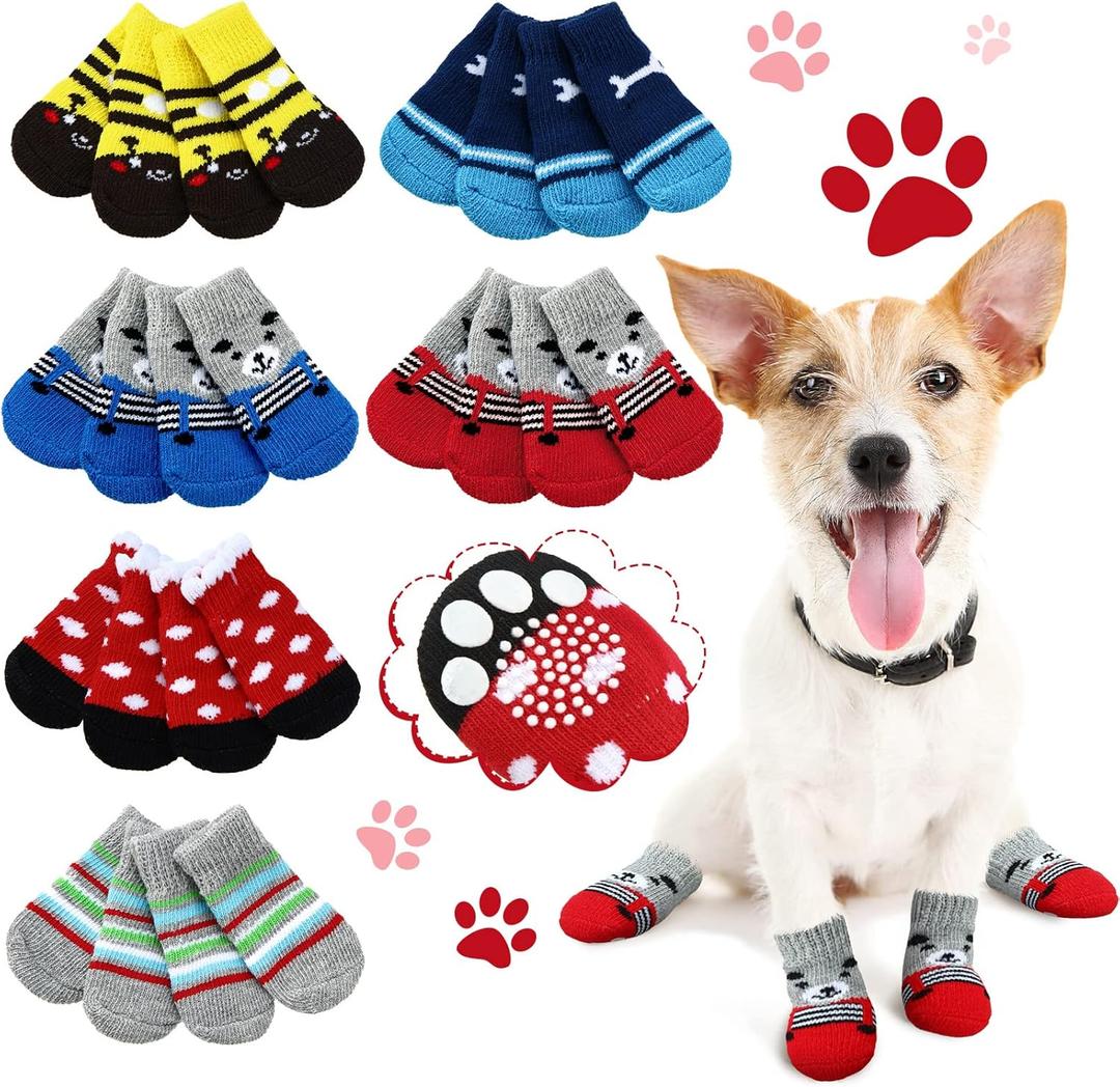 Sadnyy 24 Pcs Dog Socks for Large Dogs Non Slip Dog Booties Paw Covers with Grips Anti Slip Pet Shoes Cute Summer Doggie Paw Protectors for Hot Pavement Hardwood Floor Prevent Scratching Licking Wound (Large)