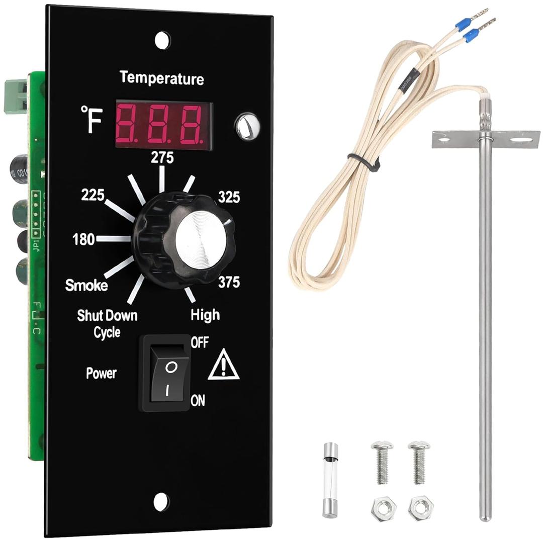 Control Panel Replacement for Traeger BAC236 Controller Digital Elite Thermostat BAC365 Wood Pellet Smoker with 7" RTD Temperature Probe Sensor BAC194 Grill Accessories