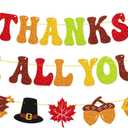 Thanks for All You Do Banner Thank You for All You Do Thankful for You Backdrop Fall Maple Leaves Autumn Pumpkin Pie TurkeyThanksgiving Party Decor Pre-Strung