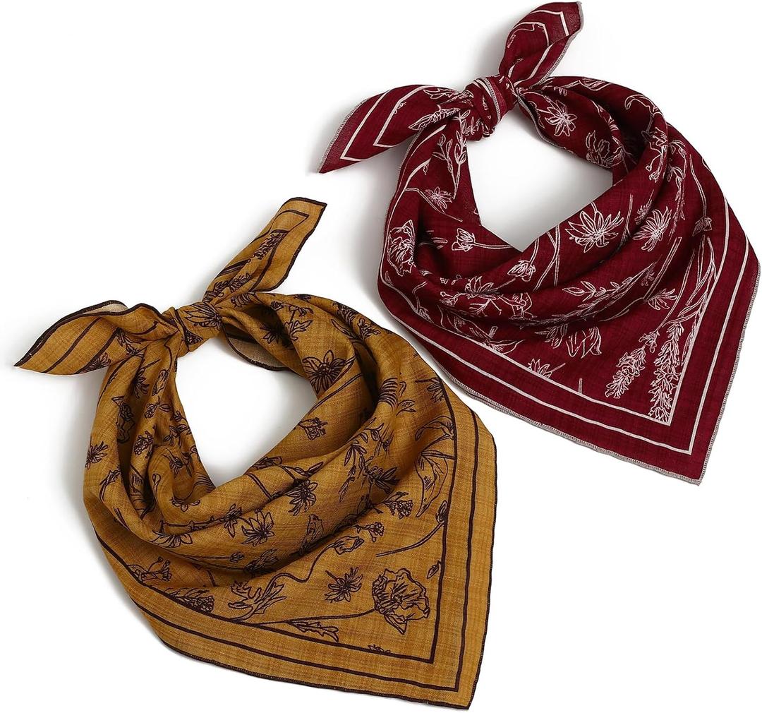 Soft Cotton Viscose Bandana 22''x22'' for Women and Men Multi-purpose Headband Hair Scarf Handkerchief as Gifts